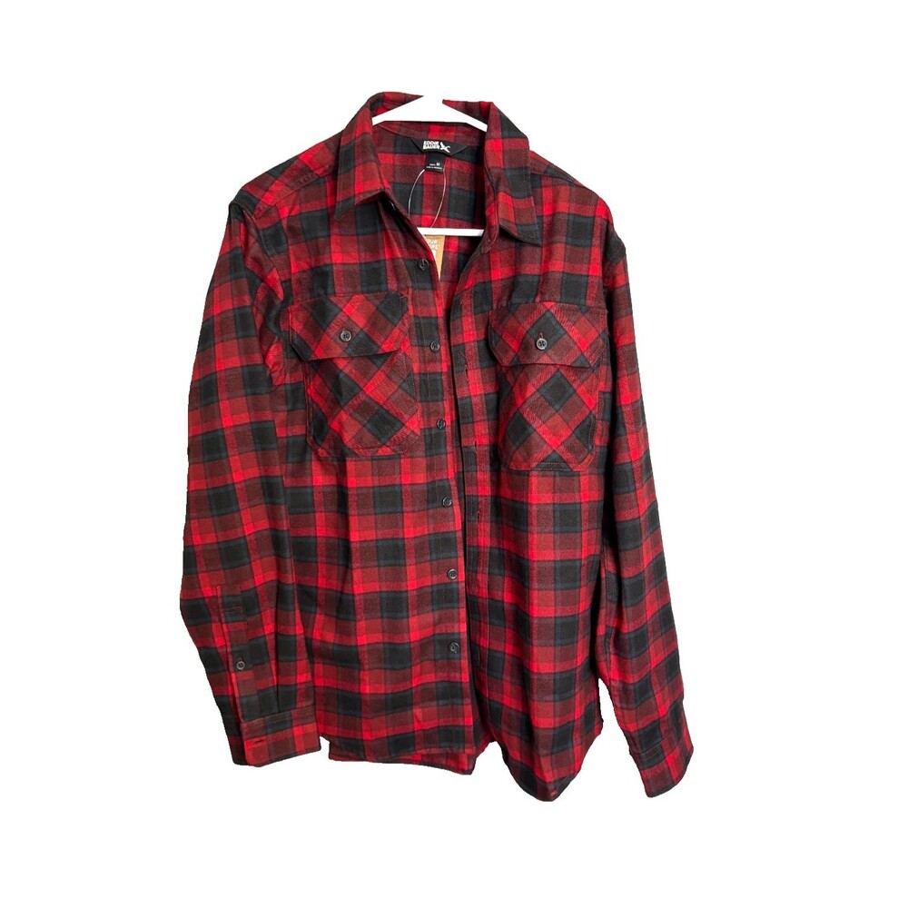 Eddie Bauer Med Mr Excavation Buffalo Red Flannel button L/S Shirt